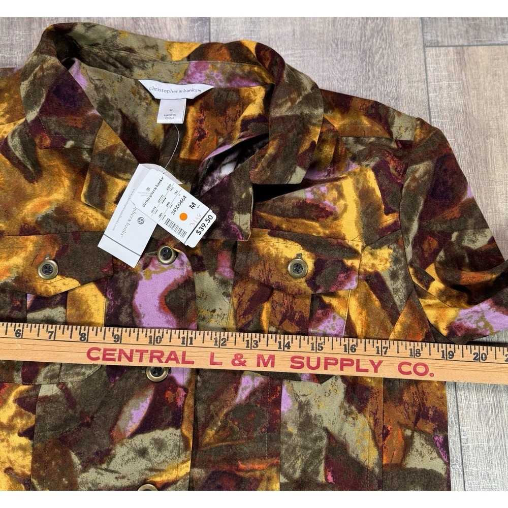 Christopher Banks Fall Colors Blazer Jean Jacket Style Size M Cotton Poly NWT - Picture 9 of 12